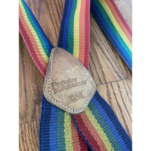 VTG Rainbow Suspenders 70’s-80’s Mork & Mindy Wide Popular Mechanics Clips - Picture 3 of 16
